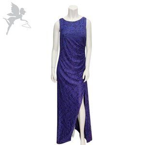 NWT ADRIANNA PAPELL Ruched Side Lace Evening gown